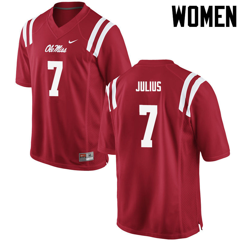 Women Ole Miss Rebels #7 Jalen Julius College Football Jerseys-Red - Click Image to Close